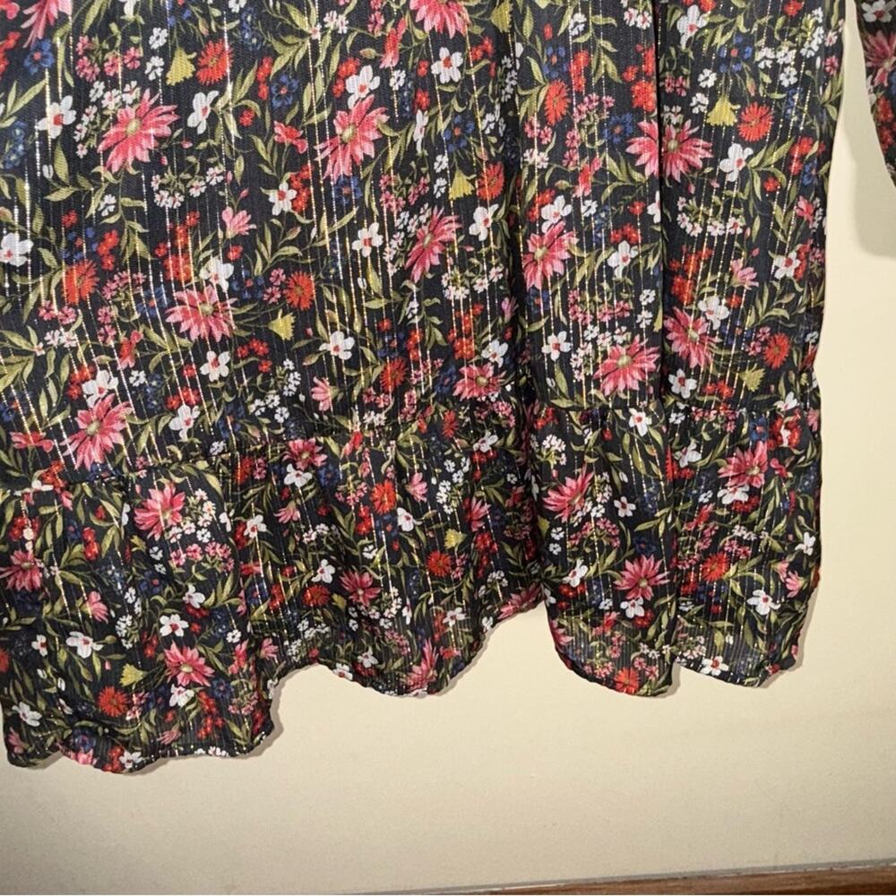 OLD NAVY floral metallic knee length empire waist holiday plus size dress 2X - Picture 5 of 6